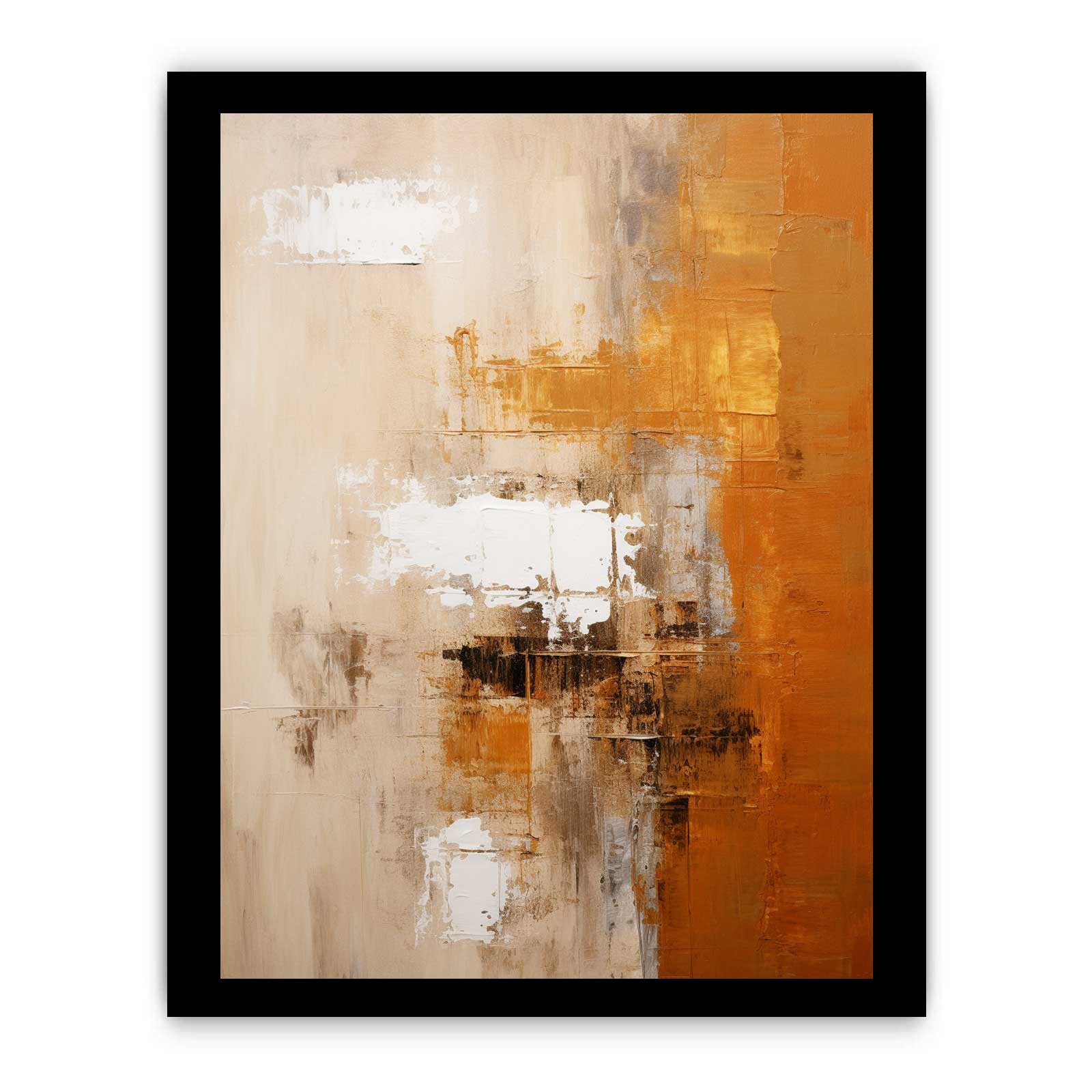 Green Orange Abstract Painting