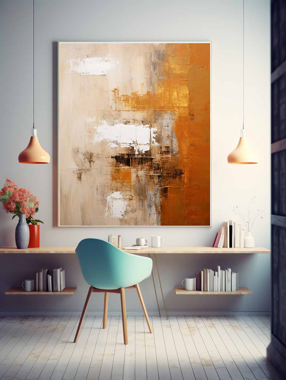 Green Orange Abstract Painting