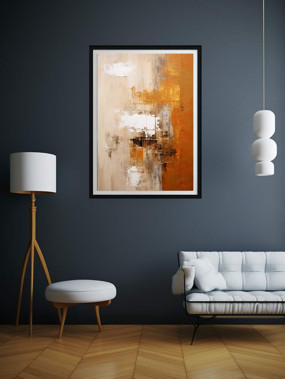Green Orange Abstract Painting