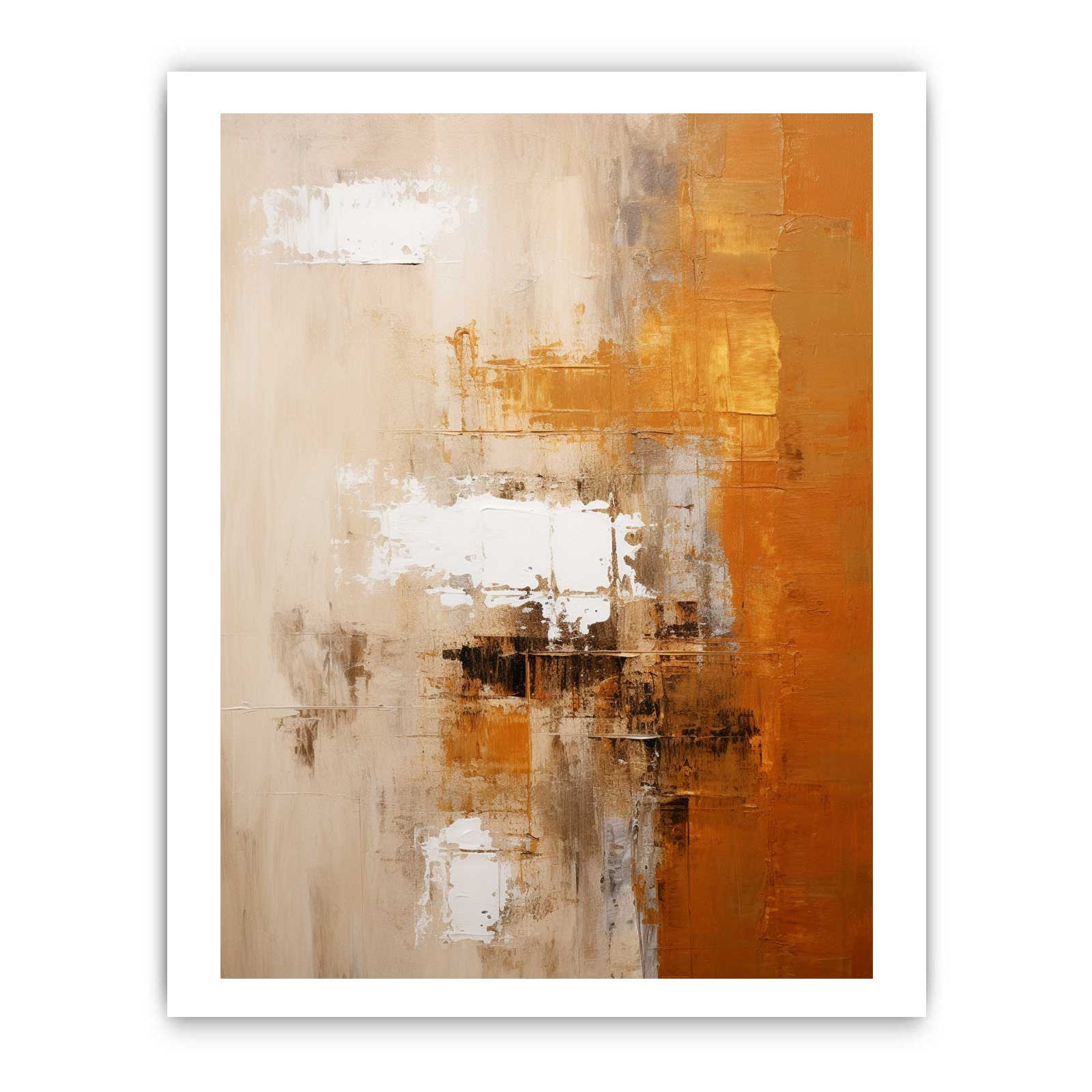 Green Orange Abstract Painting