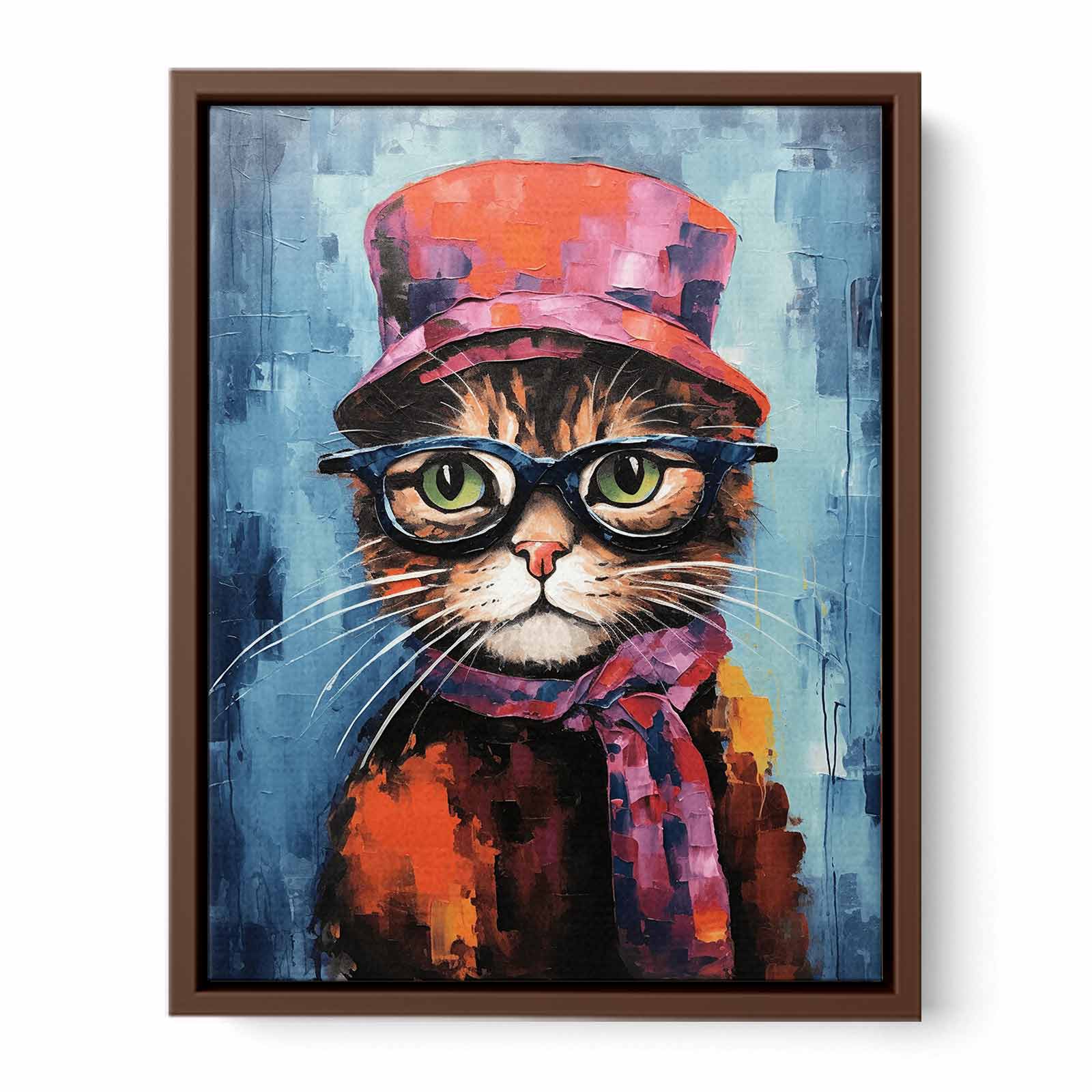 Cat Hat And Glasses Modern Art Painting