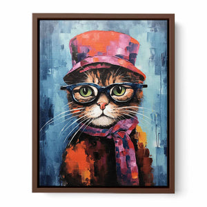 Cat Hat And Glasses Modern Art Painting
