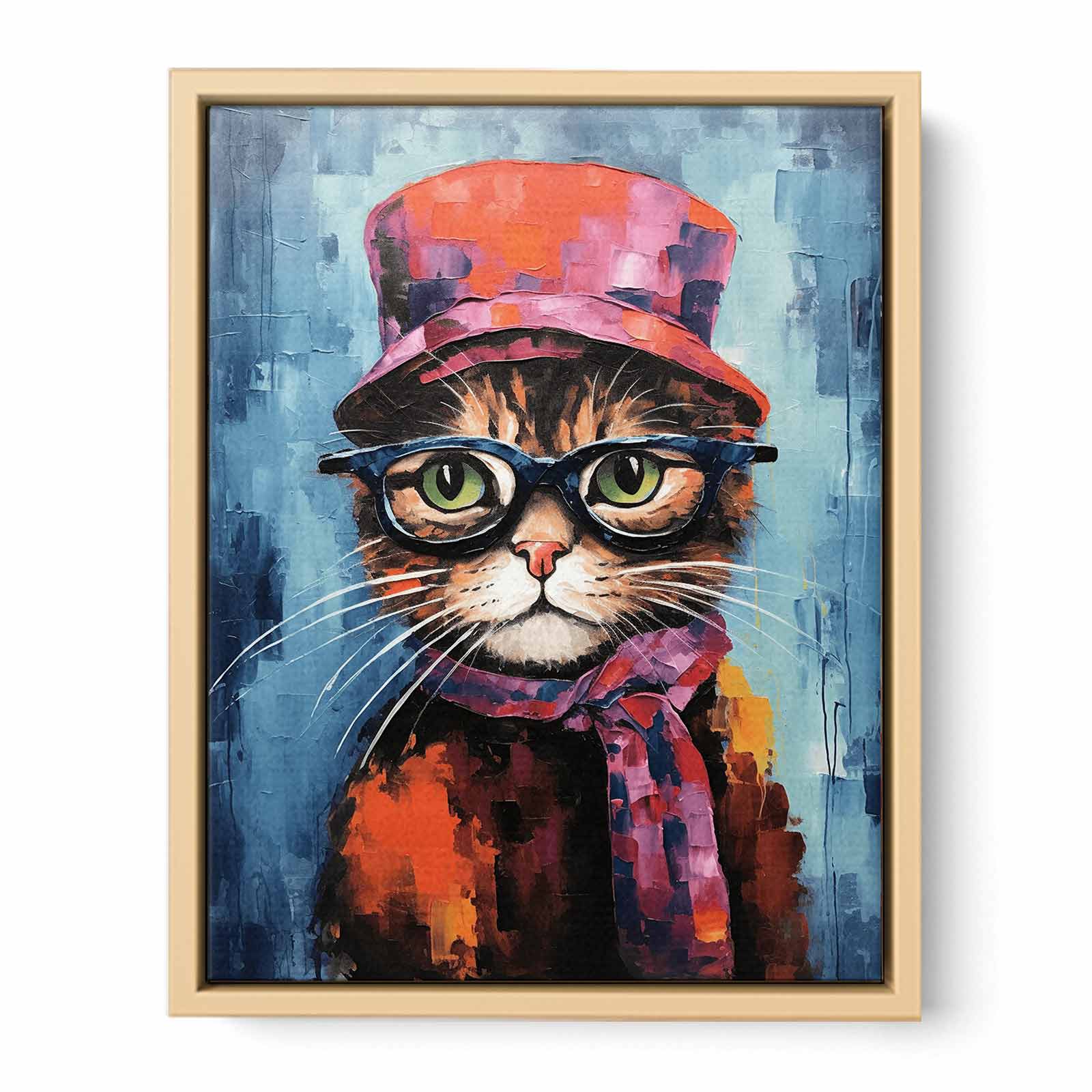 Cat Hat And Glasses Modern Art Painting