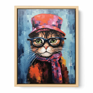 Cat Hat And Glasses Modern Art Painting