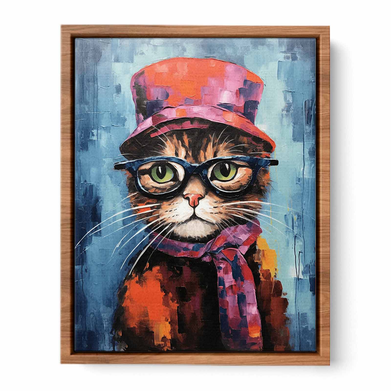 Cat Hat And Glasses Modern Art Painting