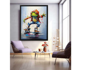 Skateboarding Frog Contemporary Art