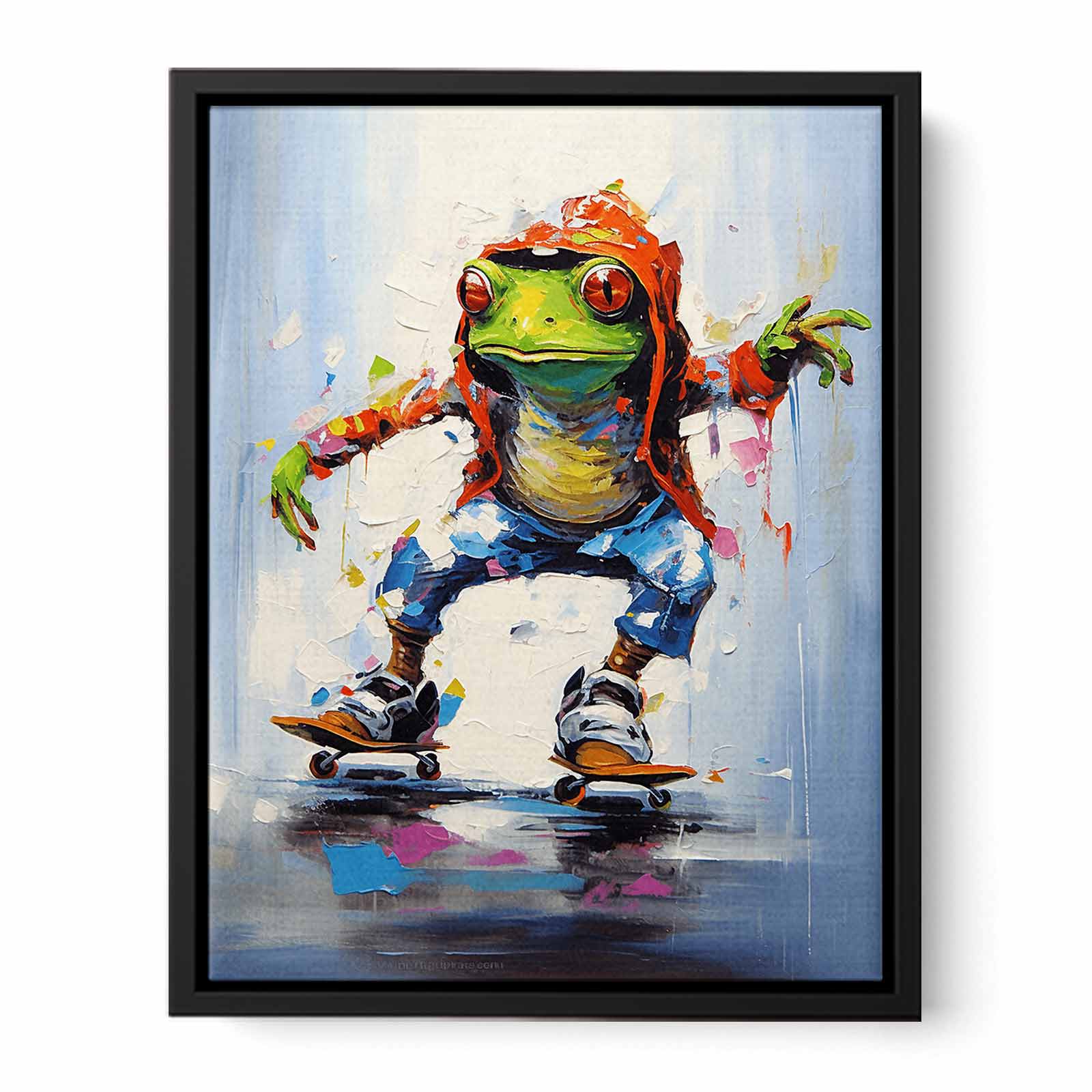 Skateboarding Frog Contemporary Art