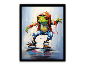 Skateboarding Frog Contemporary Art
