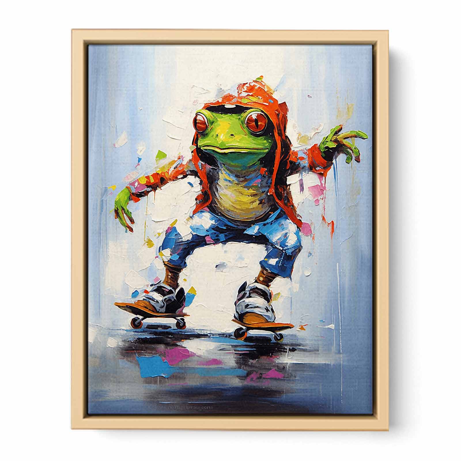 Skateboarding Frog Contemporary Art