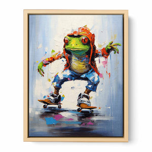 Skateboarding Frog Contemporary Art