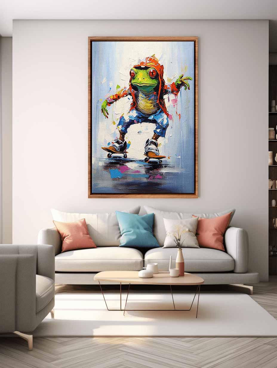 Skateboarding Frog Contemporary Art