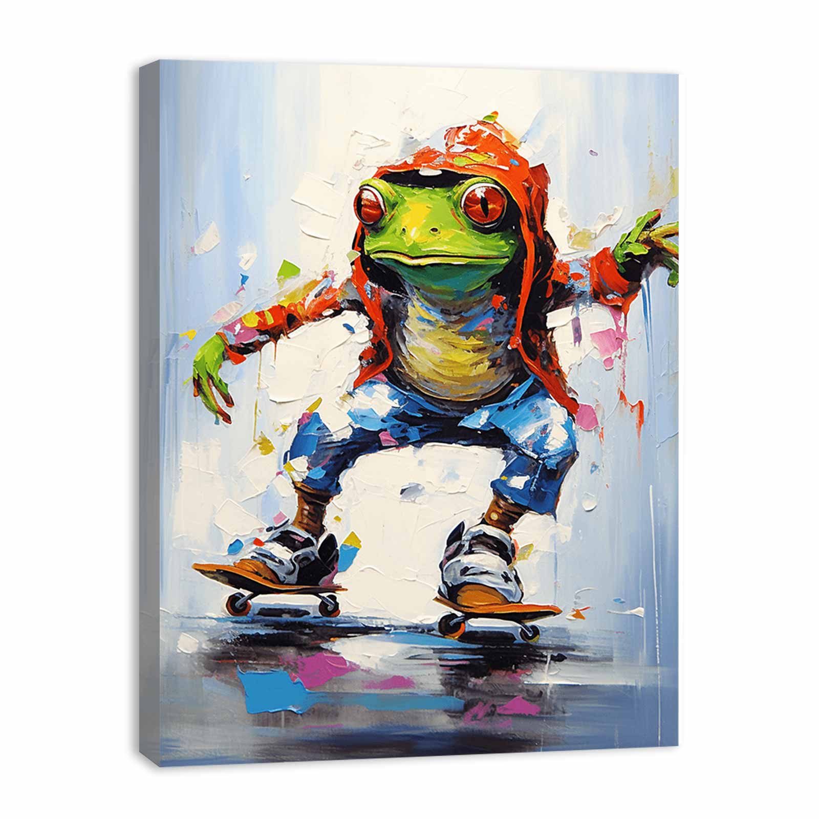 Skateboarding Frog Contemporary Art