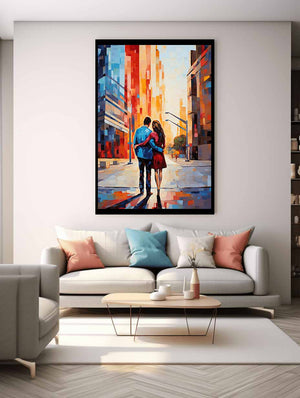 Contemporary Couple Stroll in City