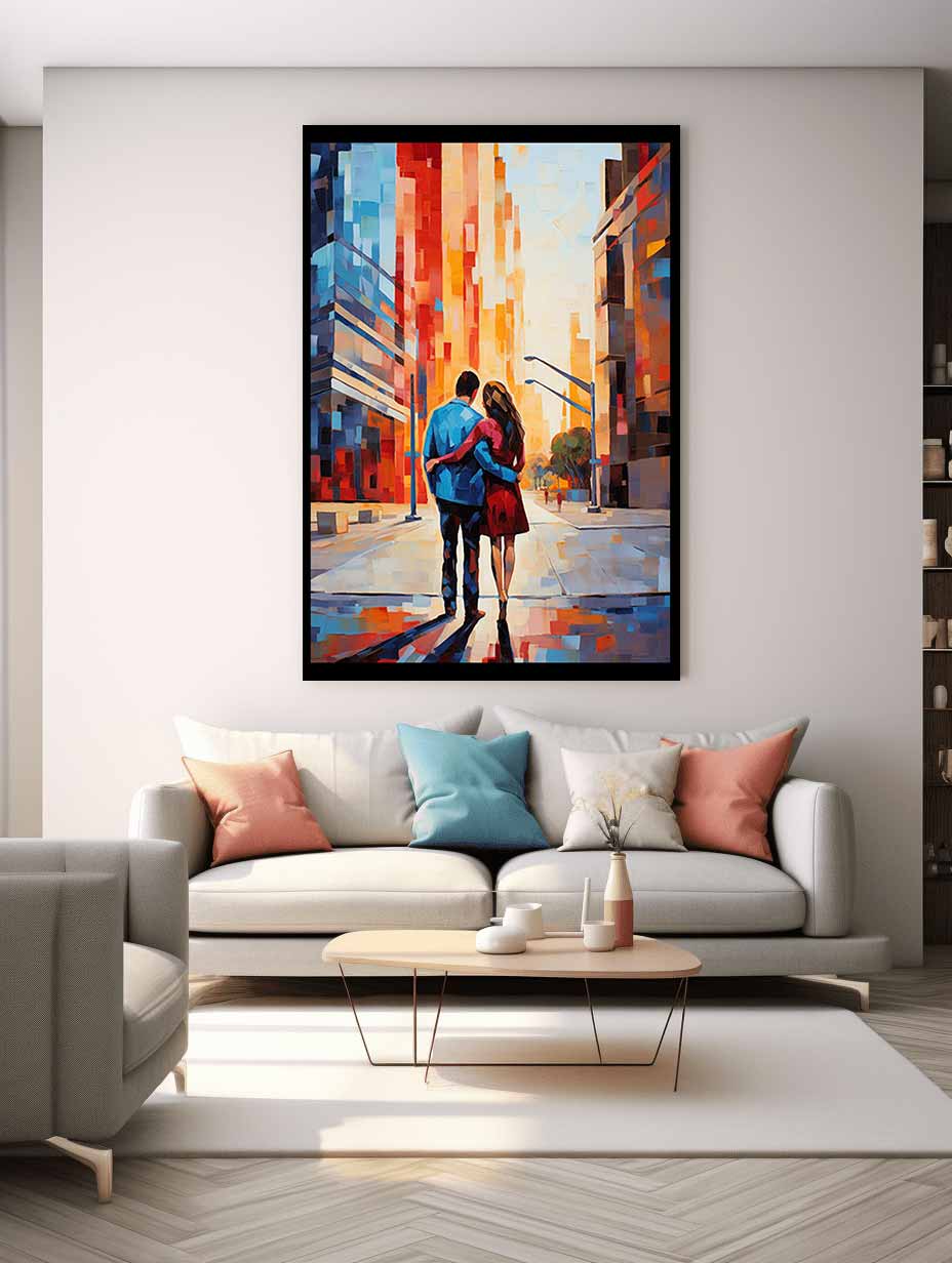 Contemporary Couple Stroll in City