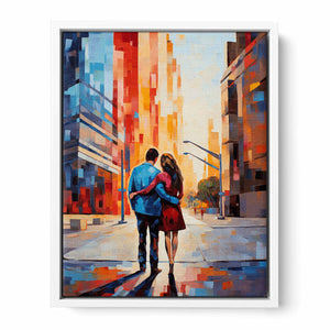 Contemporary Couple Stroll in City