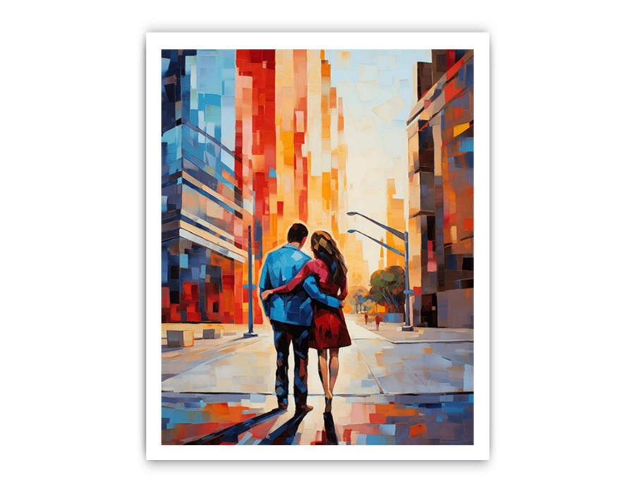 Contemporary Couple Stroll in City