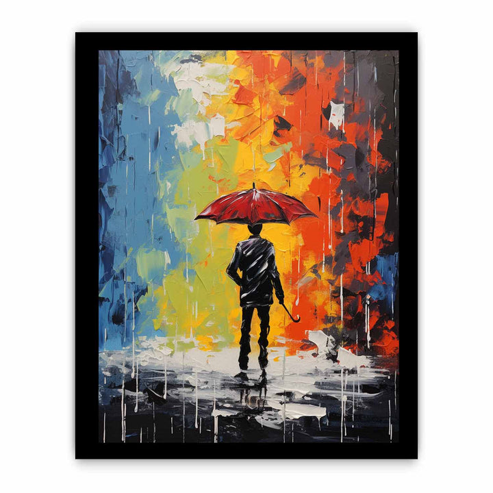 Man Umbrella Modern Art Painting