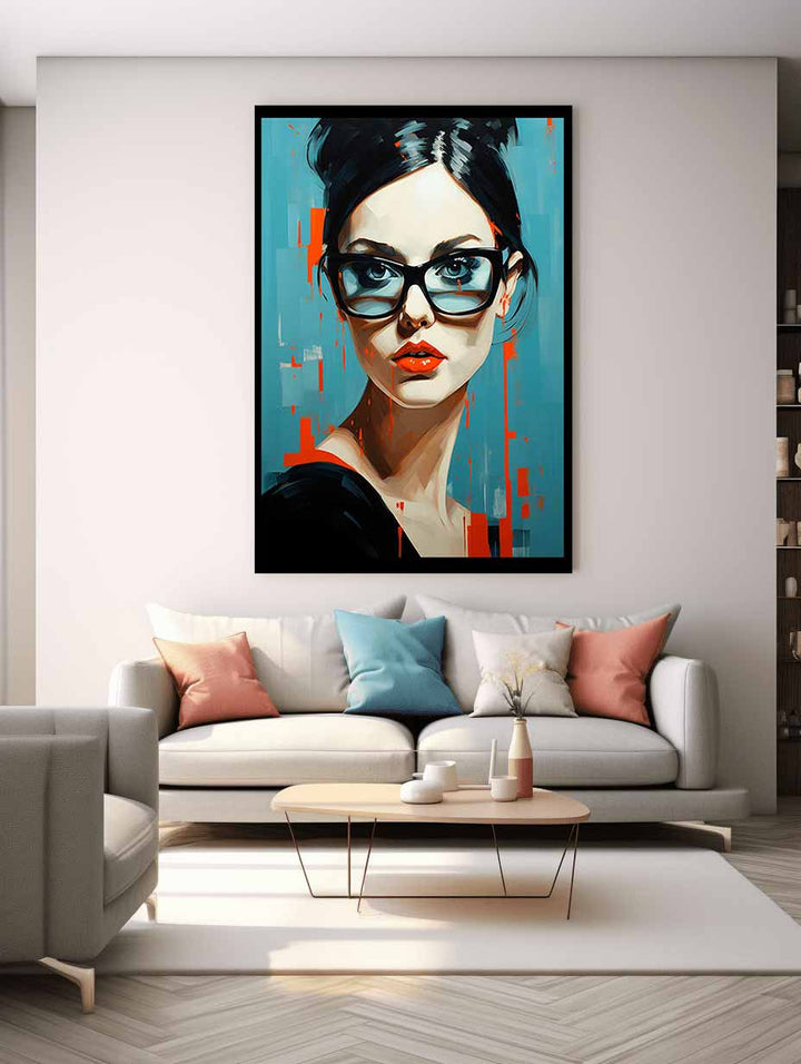 Modern Girl Glasses Art Painting 