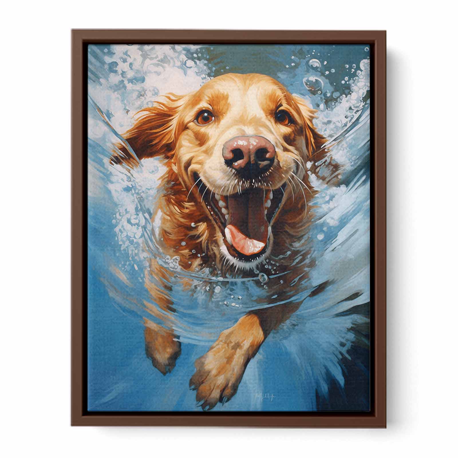 Dog Swimming Modern Painting