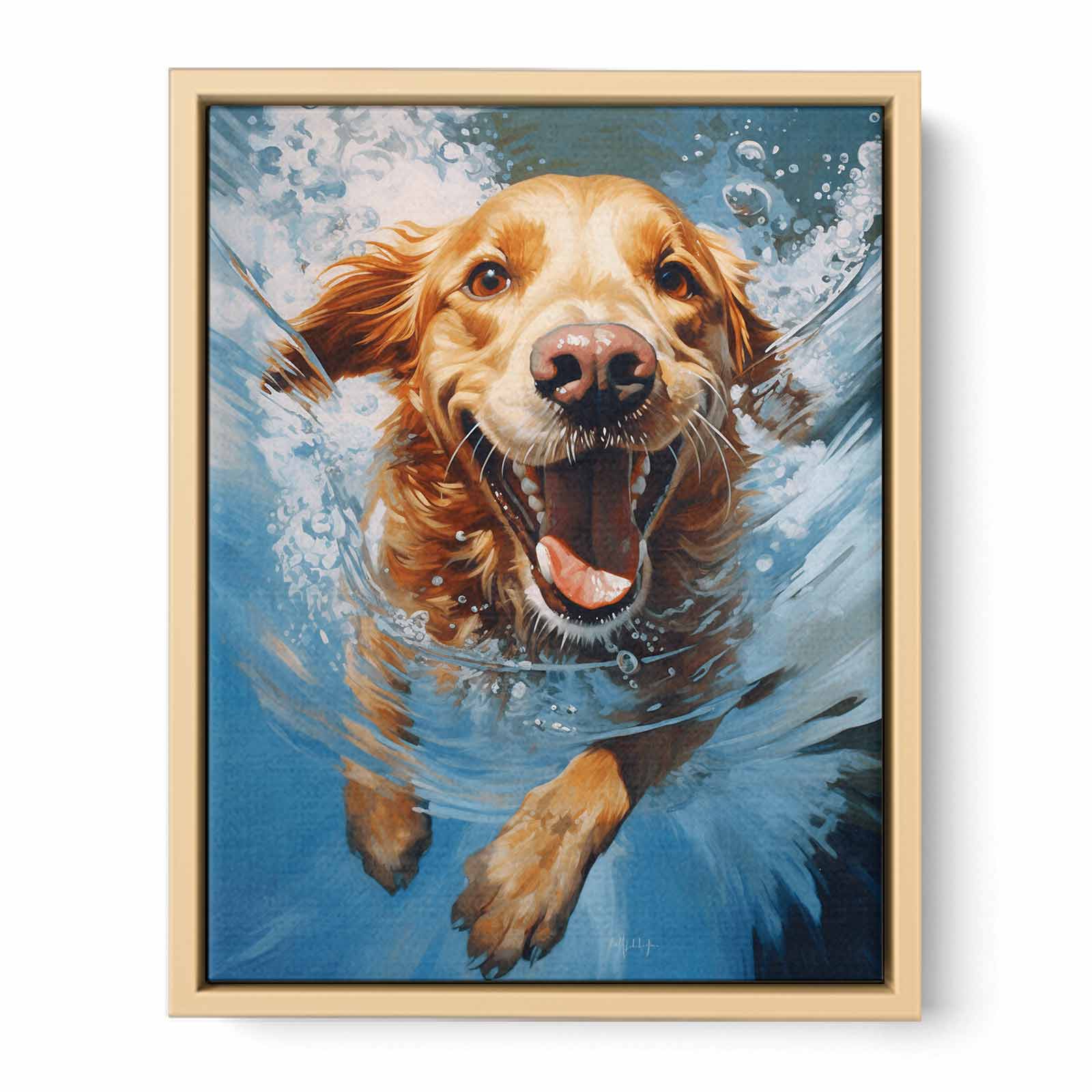 Dog Swimming Modern Painting