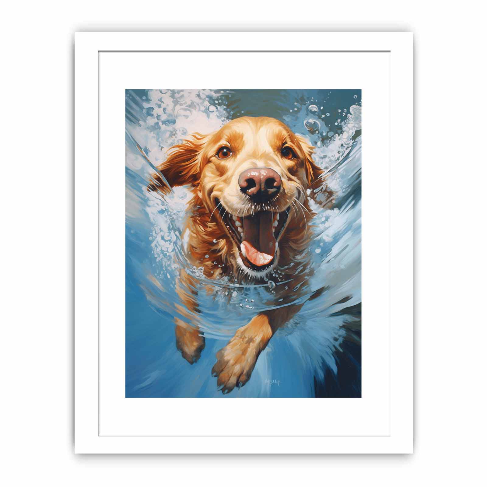 Dog Swimming Modern Painting