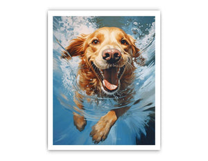 Dog Swimming Modern Painting