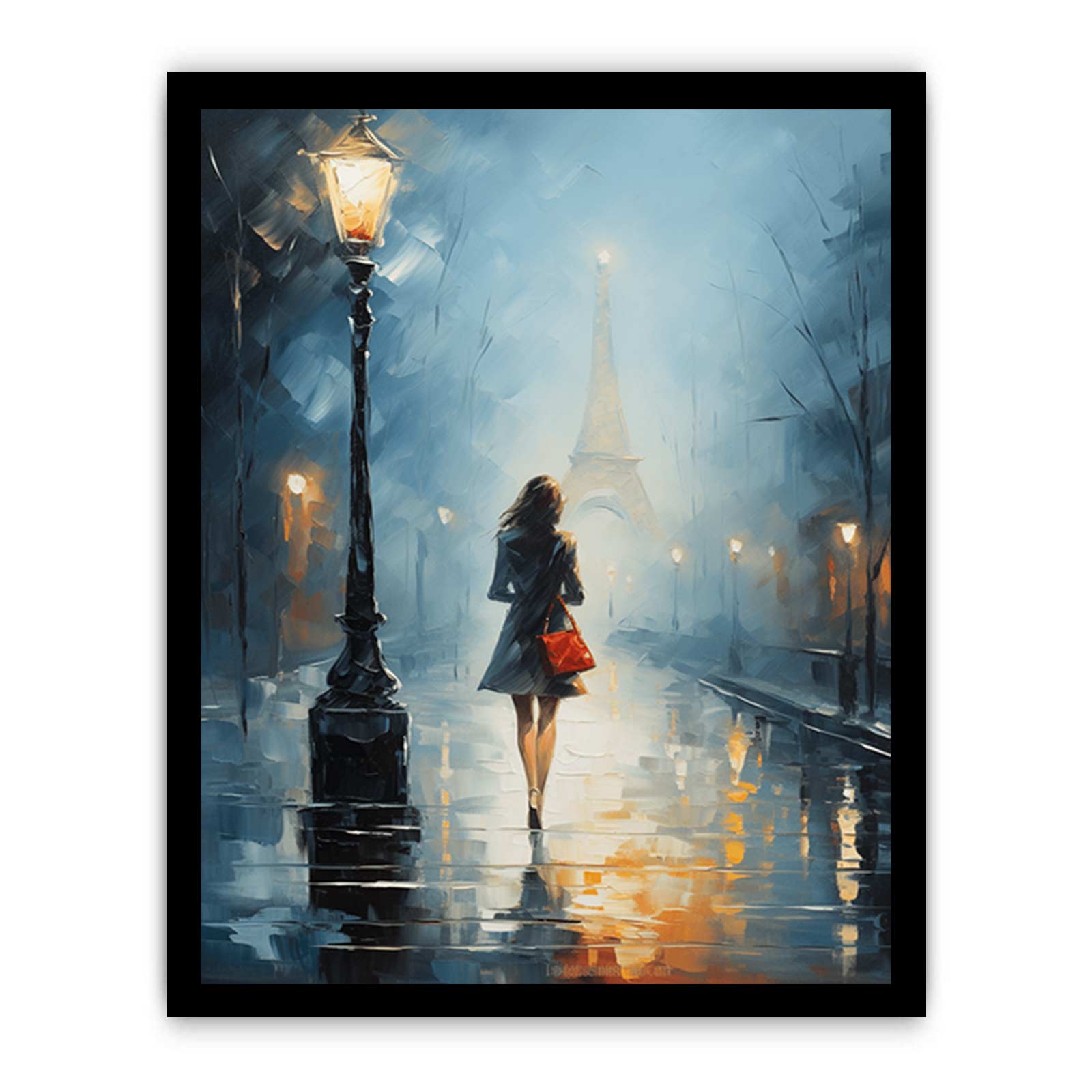 Girl Street Light Modern Painting