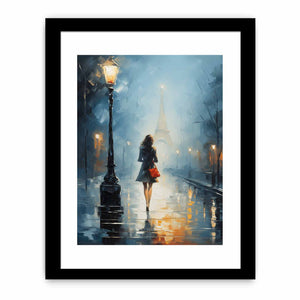 Girl Street Light Modern Painting