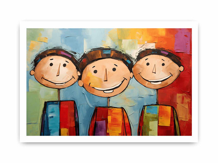 Three Boys Modern Art Painting