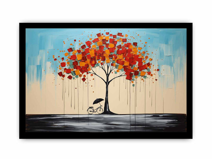 Cycle Tree Umbrella Modern Art Painting