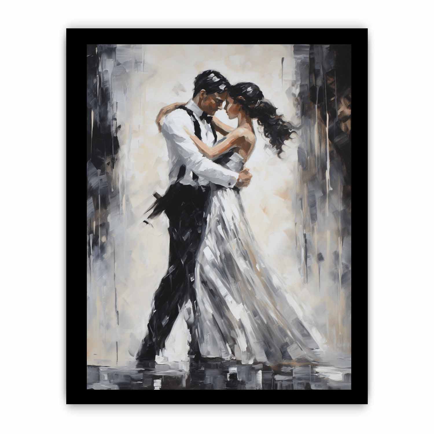 Black And White Couple Dance Modern Painting