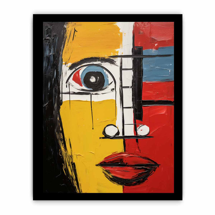 Modern Blue Red Face Art Painting