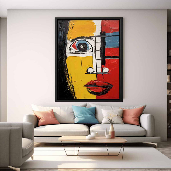 Modern Blue Red Face Art Painting