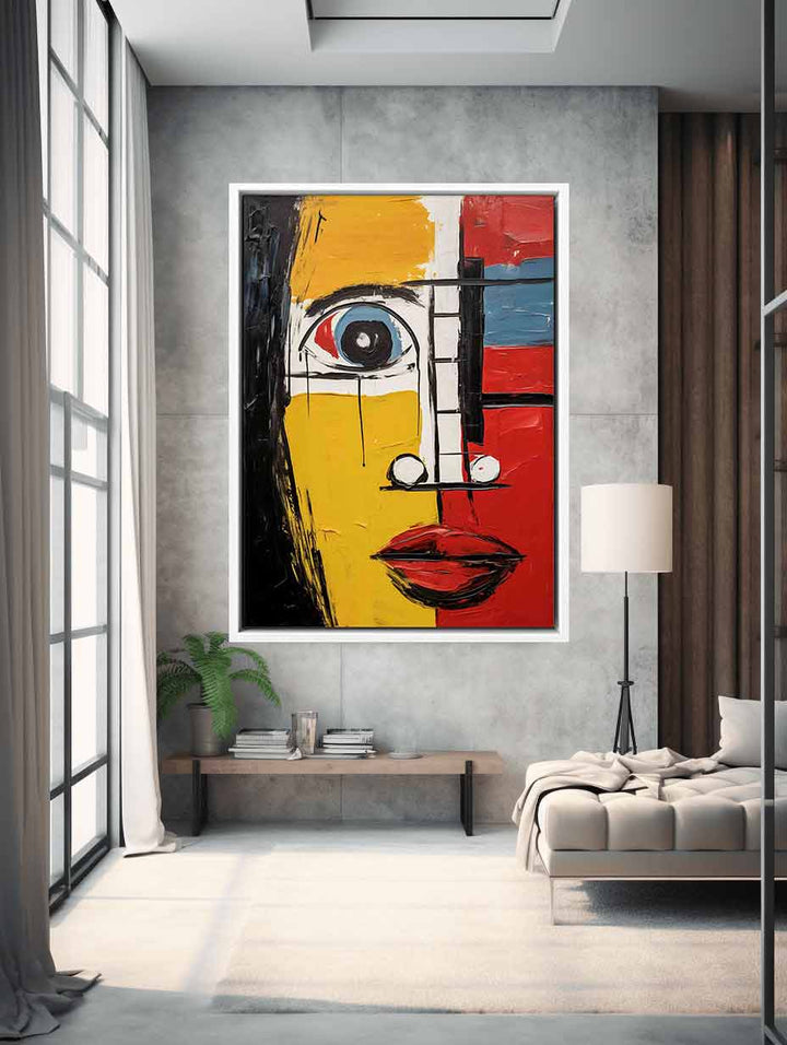 Modern Blue Red Face Art Painting