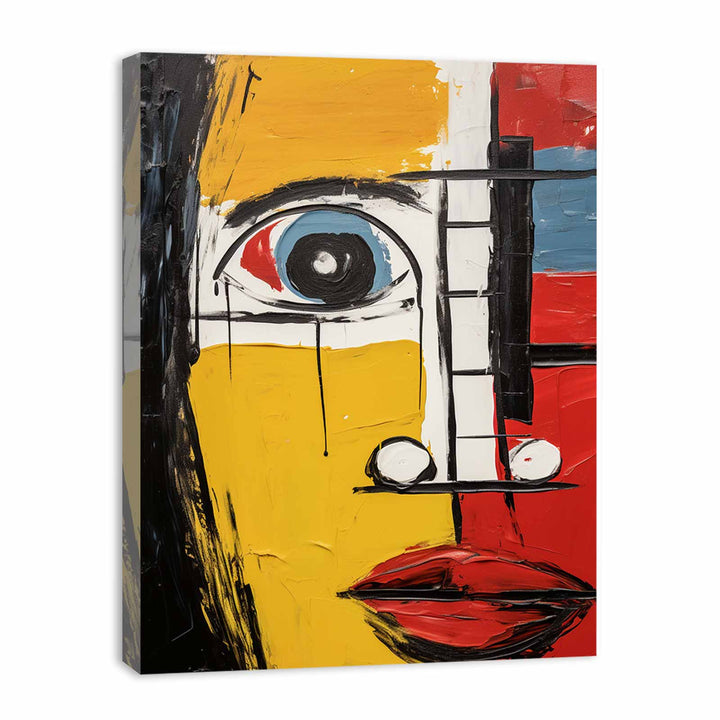 Modern Blue Red Face Art Painting