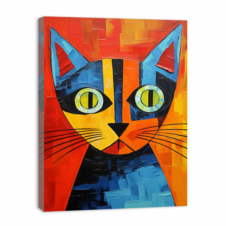 Modern Art Painting Red Cat  