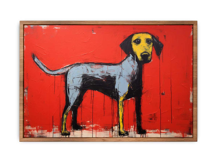 Modern Red Yellow Dog Art Painting