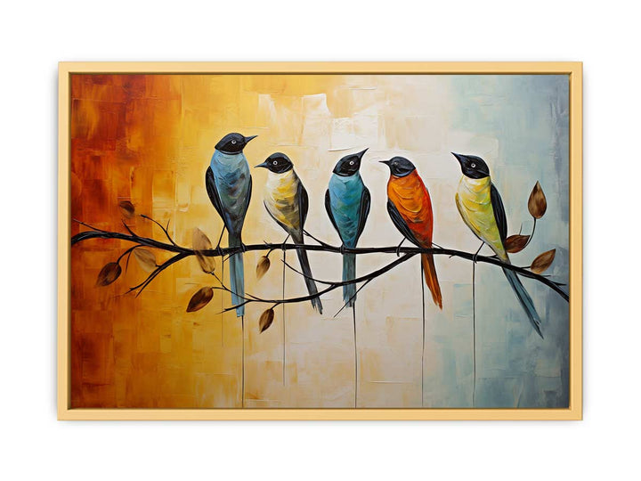 Modern Red Yellow Bird Art Painting