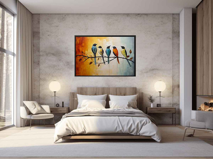 Modern Red Yellow Bird Art Painting