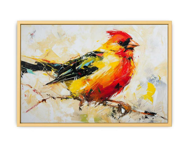 Modern Art Painting Red Yellow Bird
