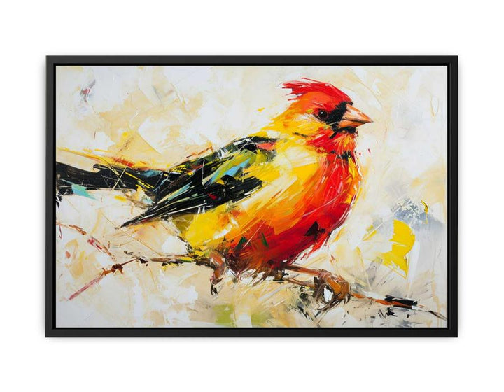 Modern Art Painting Red Yellow Bird
