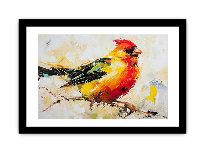 Modern Art Painting Red Yellow Bird