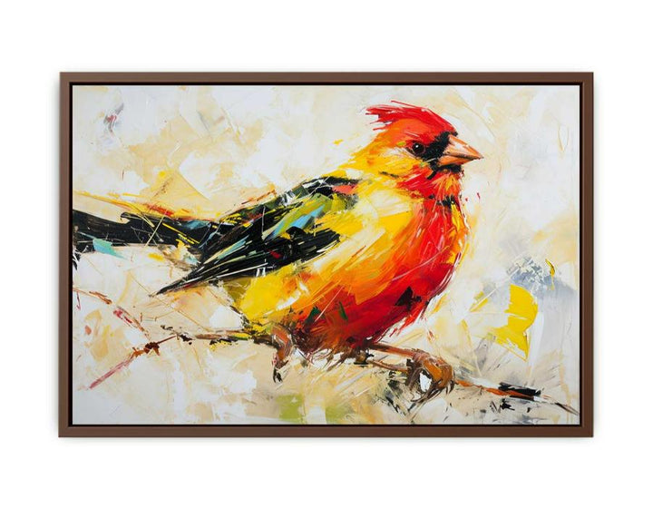 Modern Art Painting Red Yellow Bird