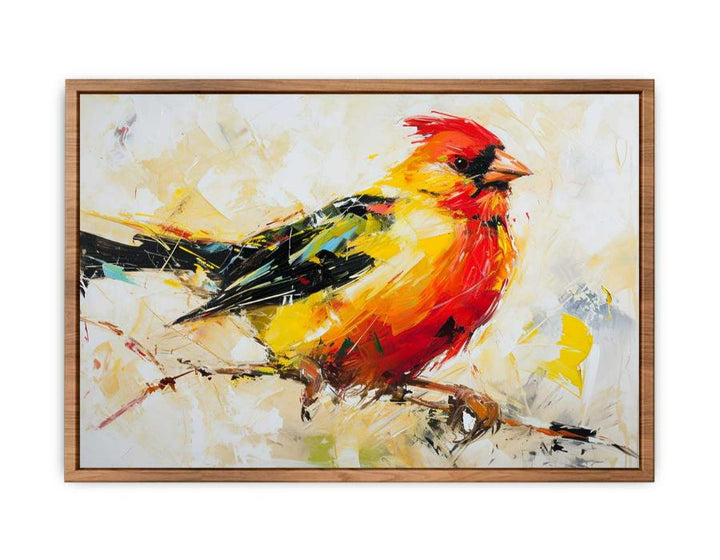 Modern Art Painting Red Yellow Bird