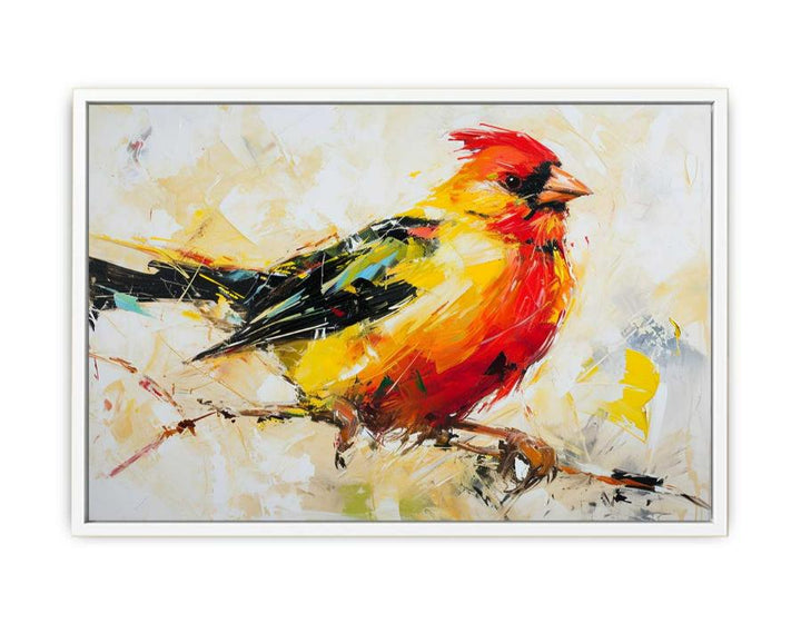 Modern Art Painting Red Yellow Bird
