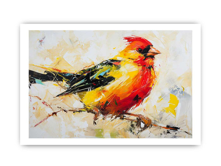 Modern Art Painting Red Yellow Bird