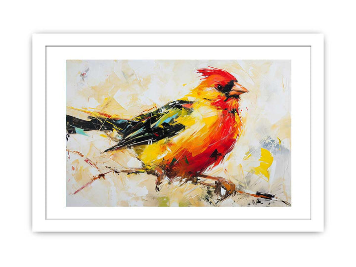 Modern Art Painting Red Yellow Bird