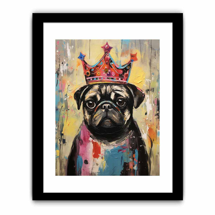 Modern Pug Black Dog Art Painting