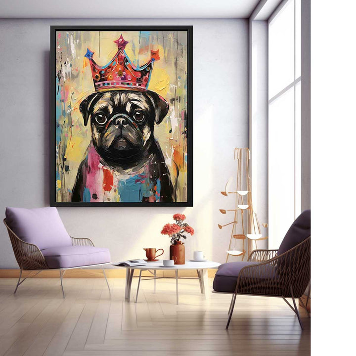 Modern Pug Black Dog Art Painting