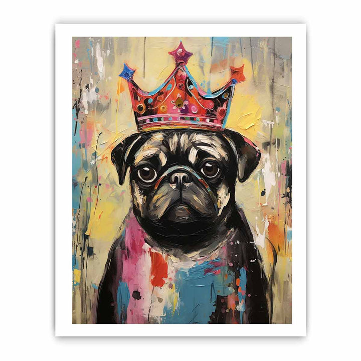 Modern Pug Black Dog Art Painting